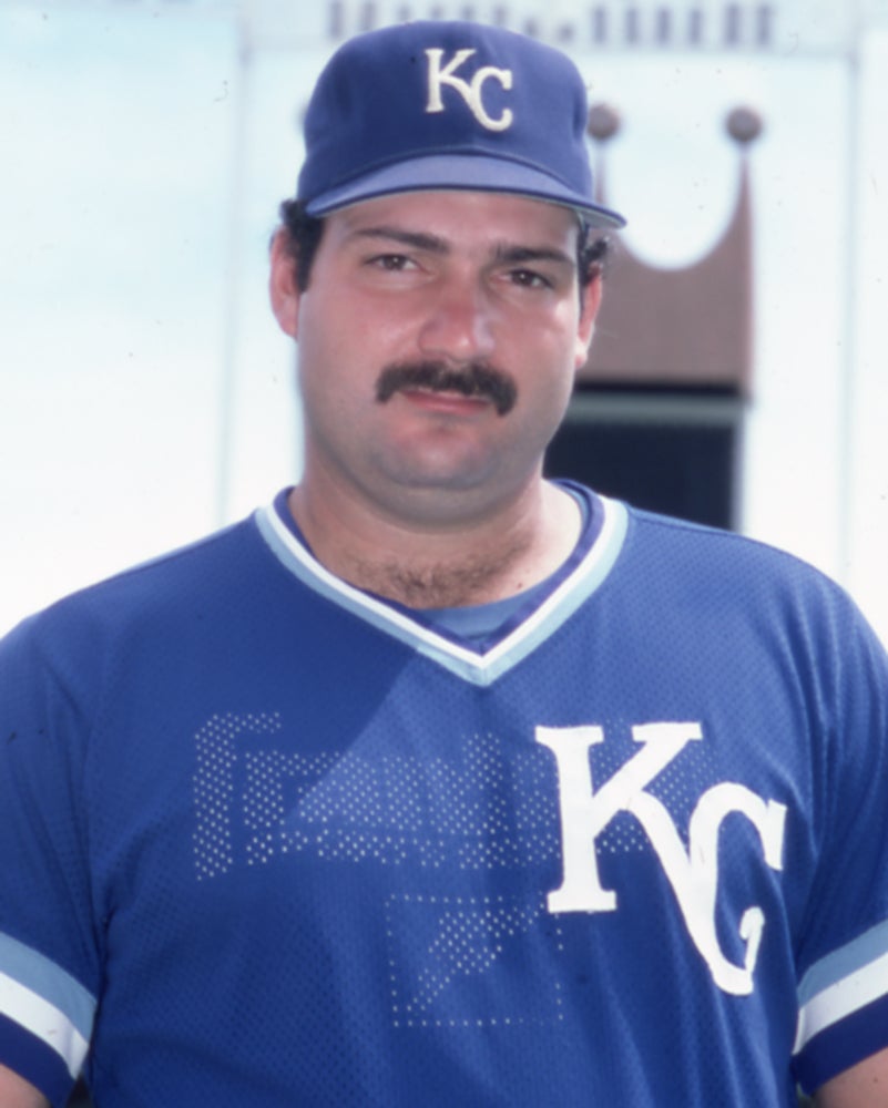 Head and shoulders portrait of Steve Balboni in Royals uniform